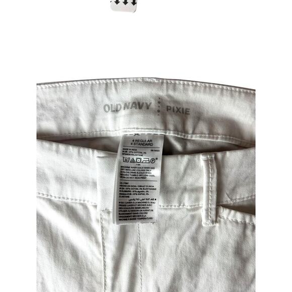 Old Navy Pixie Pants Women’s Size 4 White Slim Fit Ankle Trousers Stretch Cotton - Picture 4 of 9